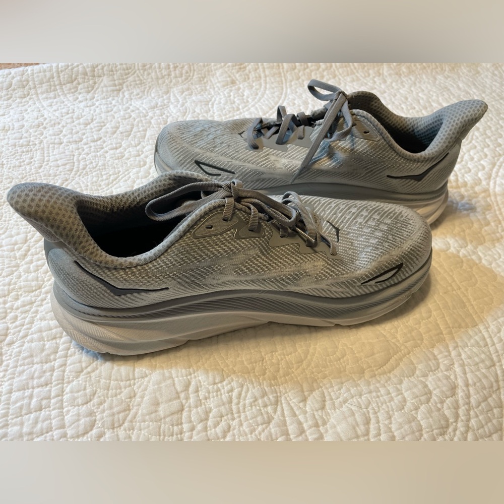 Hoka 10.5 2E, Clifton 9 virtually new running/training shoes.